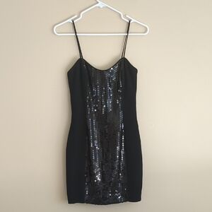 Size 4 Nicole Miller Mini Dress Black Sequin